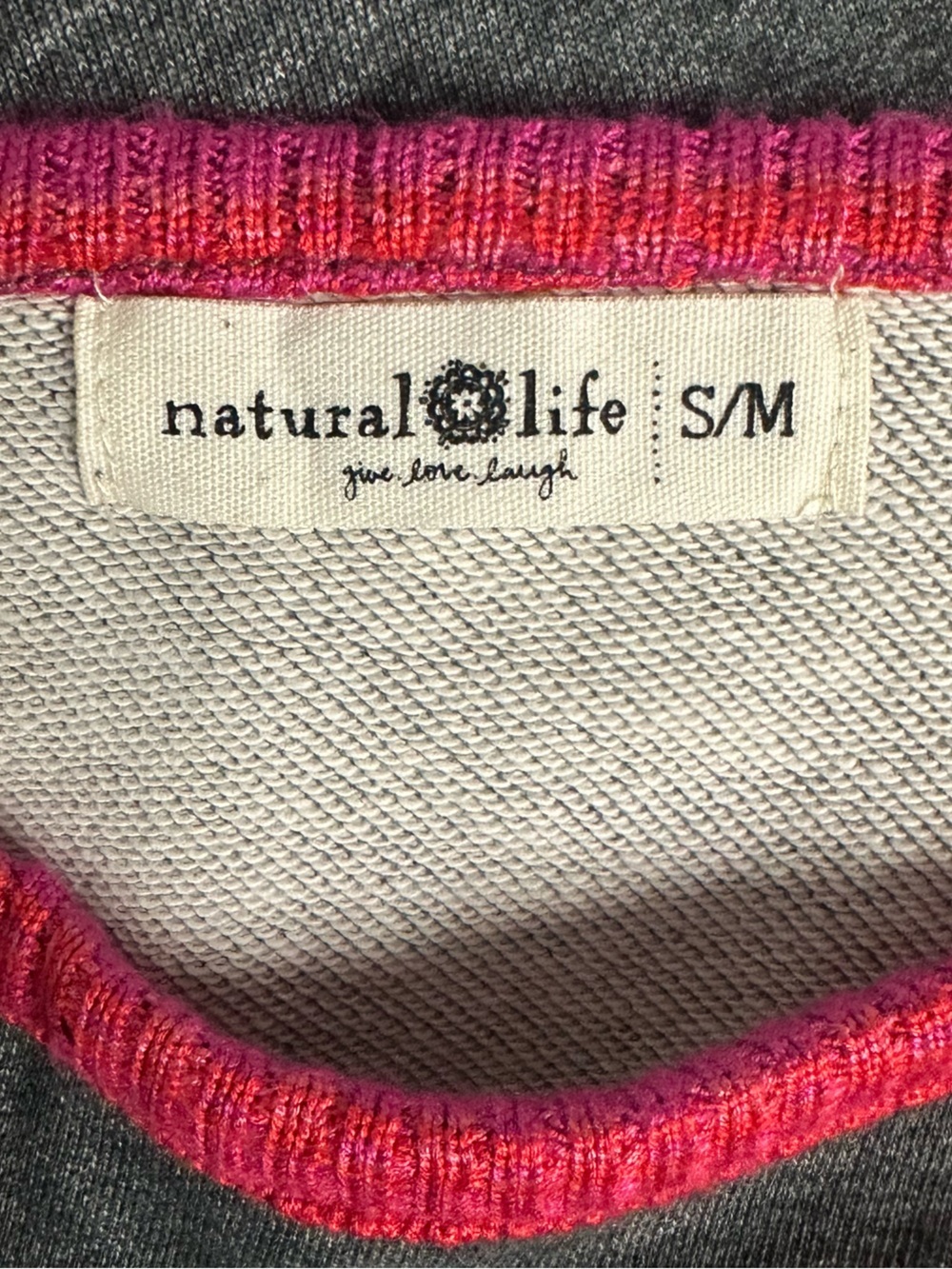 Natural Life Knit Trim Sweatshirt Long Sleeve Boho Cozy Cottagecore - Picture 3 of 13